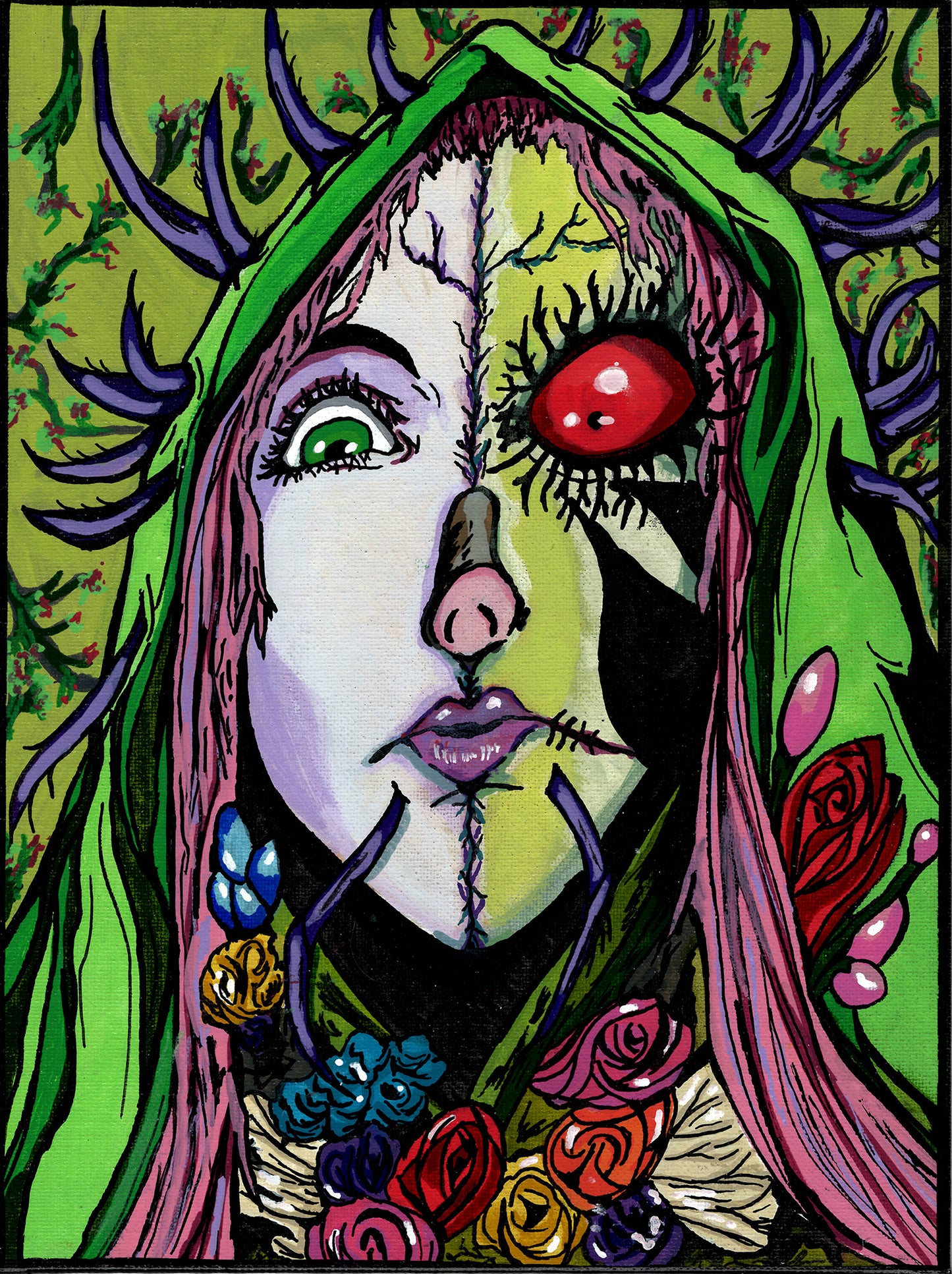 Absolute Poison Ivy (Completely Corrupted) – 12" x 16" Original Hand‑Painted Fan Art