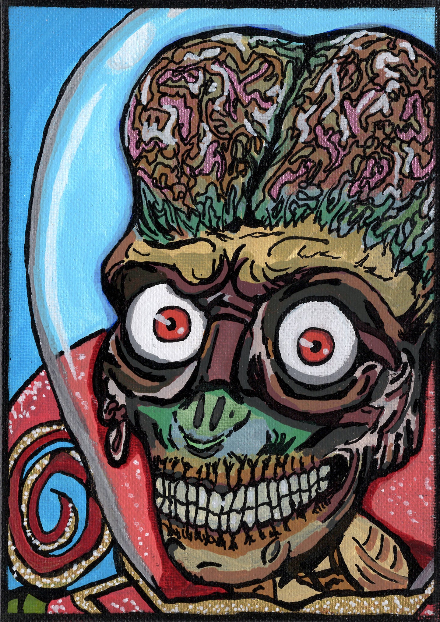 Martian Leader (Mars Attacks!) – 5" x 7" Original Hand‑Painted Fan Art