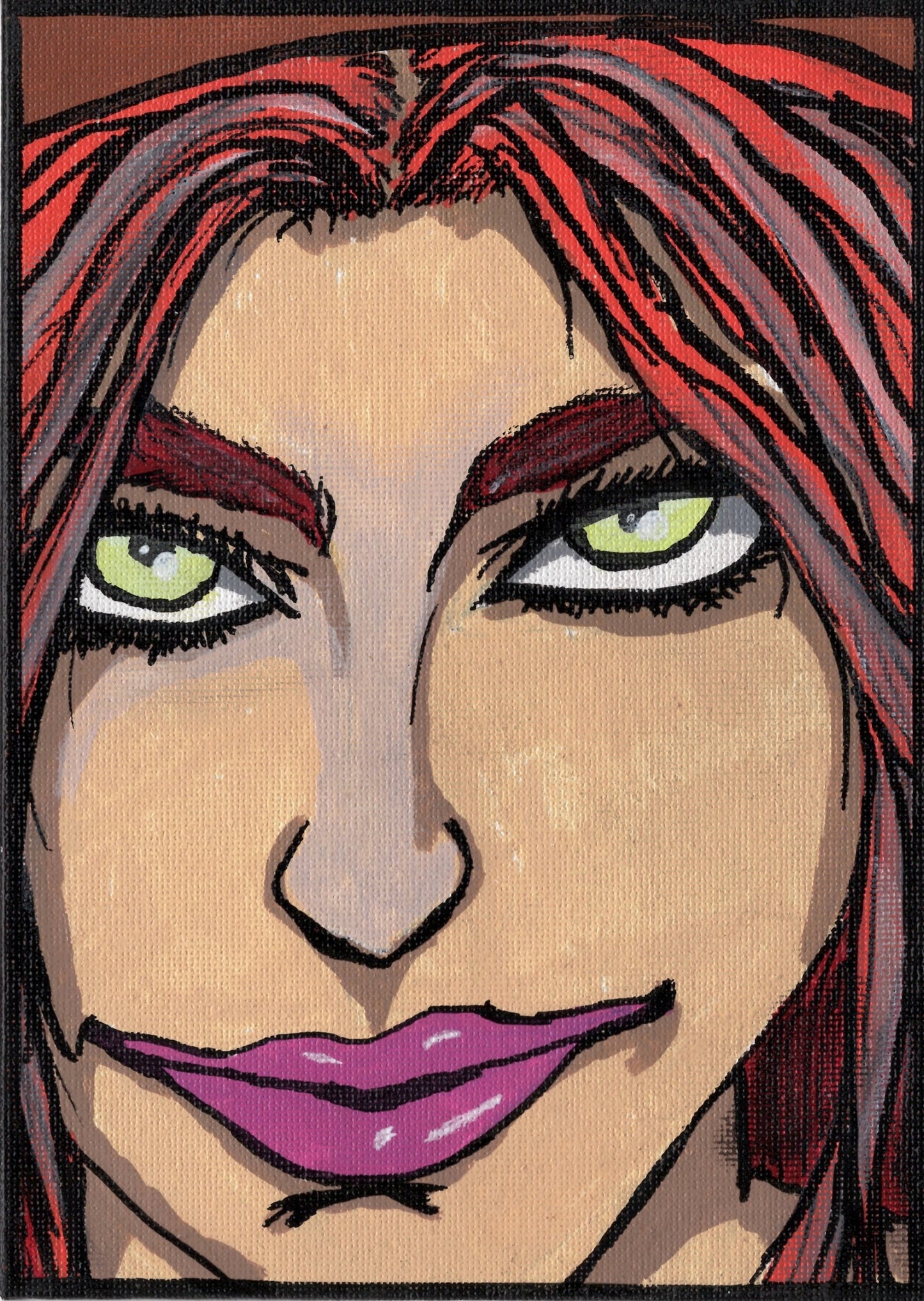 Crimson Hex 5" x 7" Canvas Panel by Keith Wahl Art
