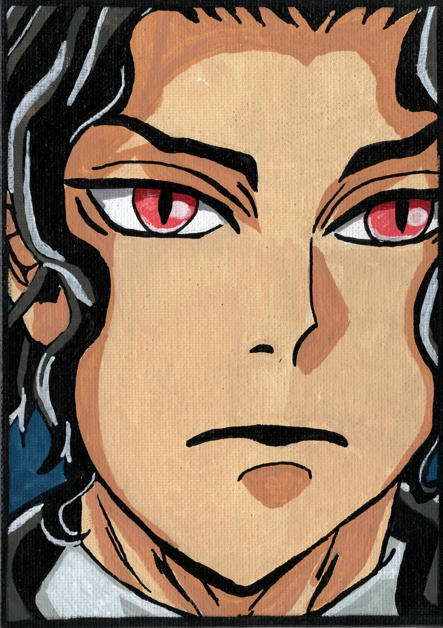 Muzan Kibutsuji – 5" x 7" Original Hand‑Painted Fan Art
