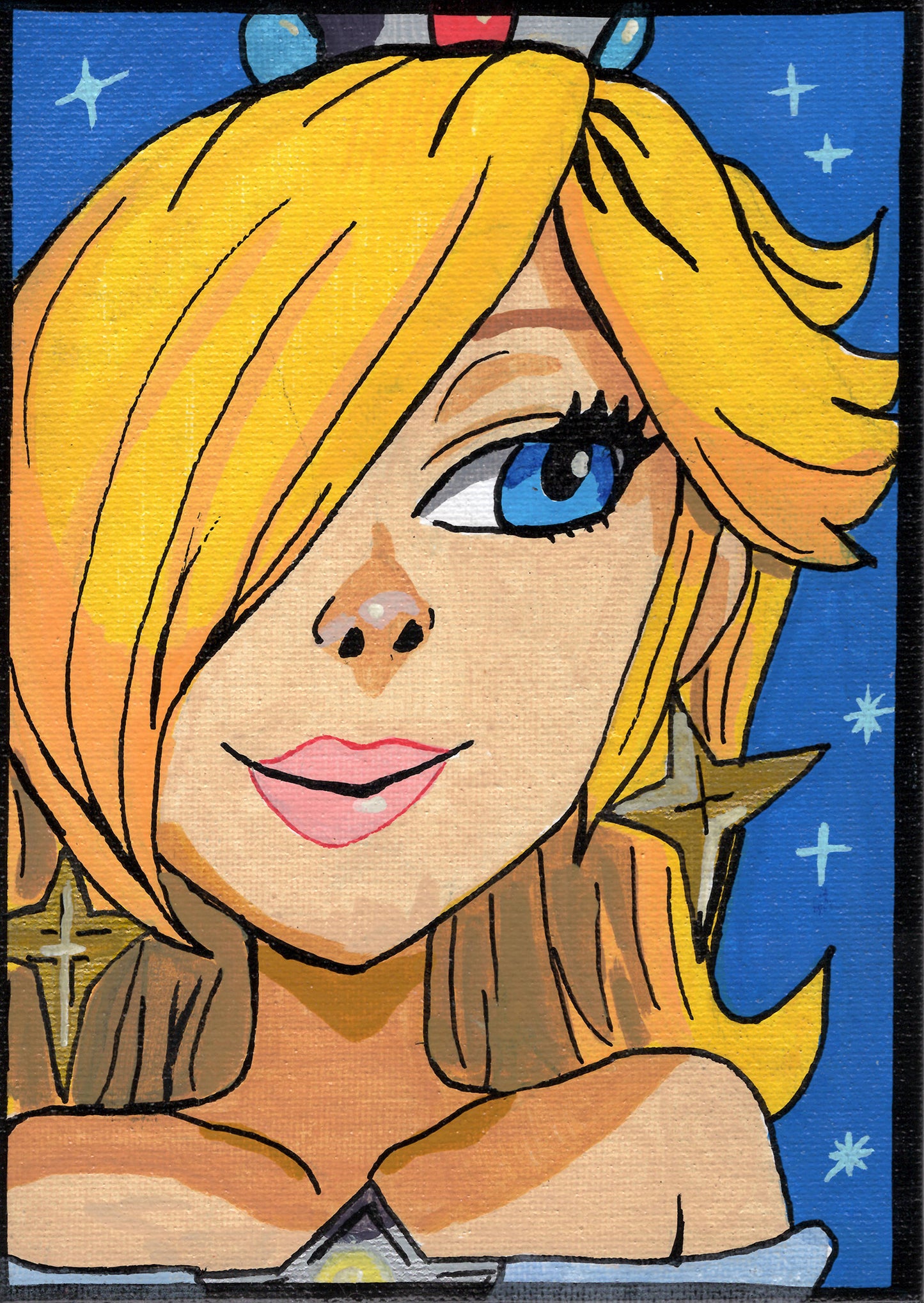 Rosalina Mario Bros. Fan Art 5" x 7" Canvas Panel Portrait by Keith Wahl Art