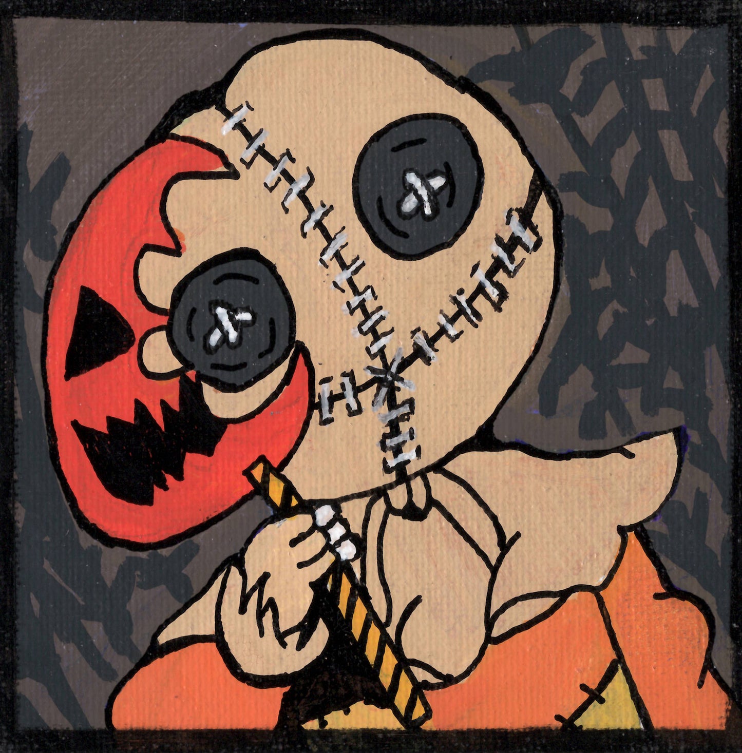 Sam Trick 'R Treat Fan Art 4" x 4" Canvas Panel Portrait by Keith Wahl Art