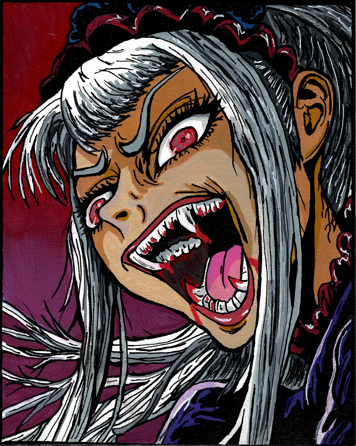 Shalltear Bloodfallen – Overlord – 8" x 10" Original Canvas Panel Fan Art – Wrath of the Vampire Lord 🩸