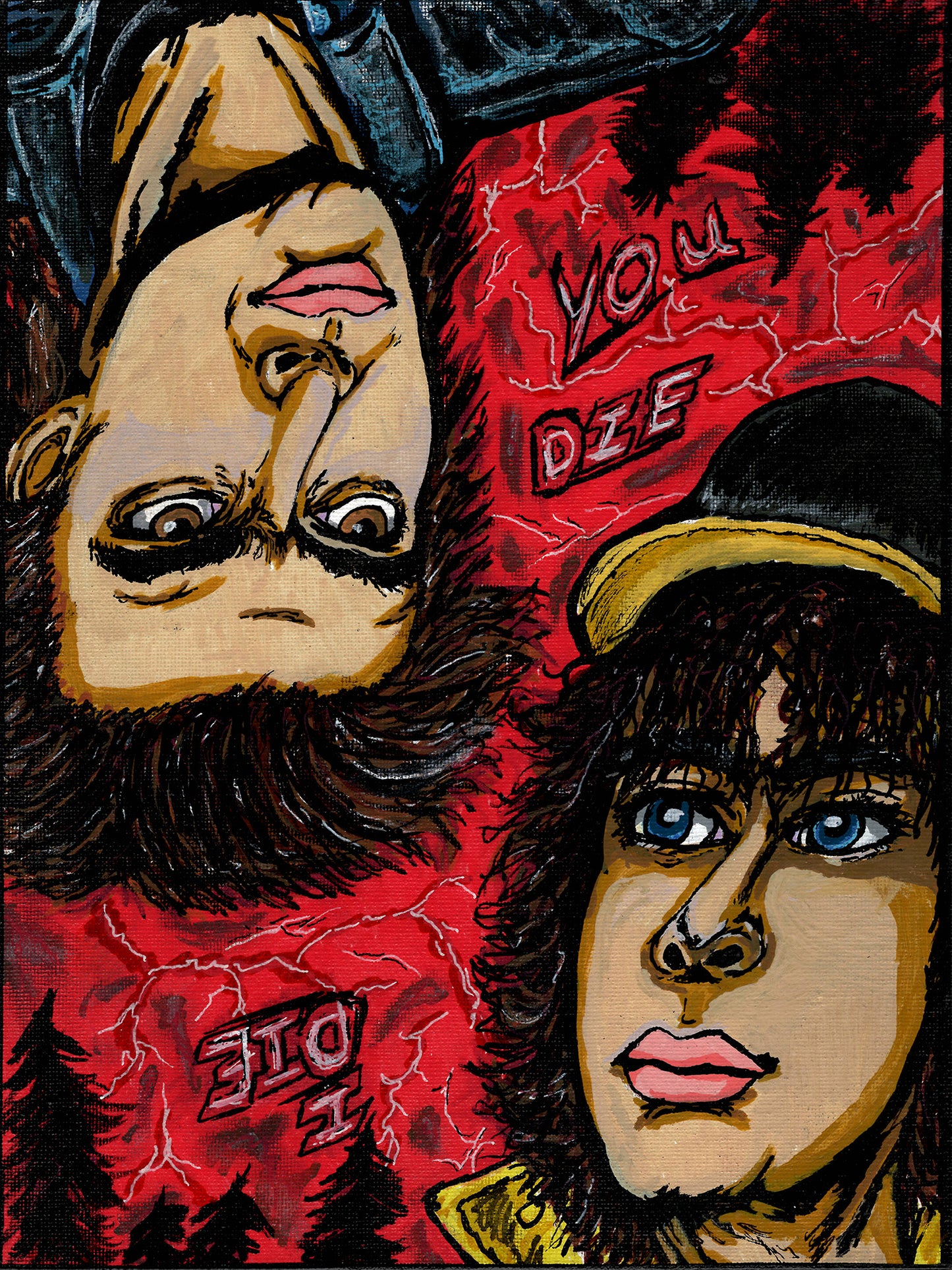 Steve and Dusty Stranger Things Fan Art 9" x 12" Canvas Panel Portrait by Keith Wahl Art