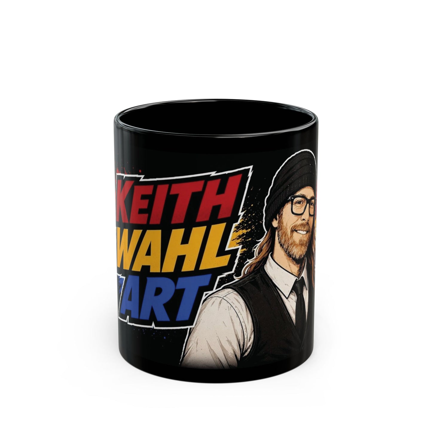 Keith Wahl Art Black Mug — Artist Portrait Coffee Cup (11oz & 15oz)
