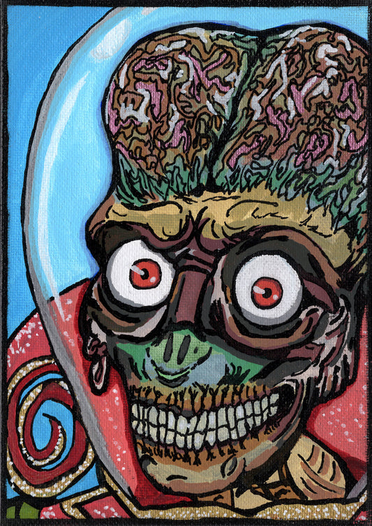 Martian Leader (Mars Attacks!) – 5" x 7" Original Hand‑Painted Fan Art