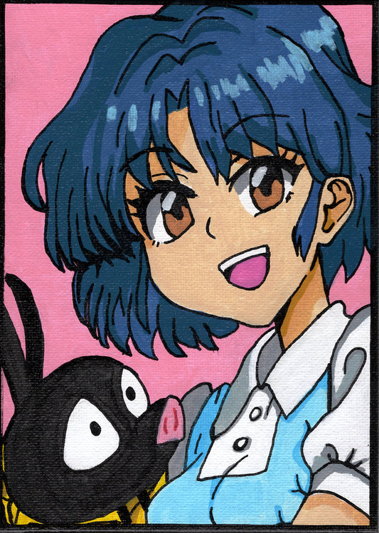 Akane & P‑chan 🐖 (Ryoga Hibiki) – 5" x 7" Original Hand‑Painted Fan Art