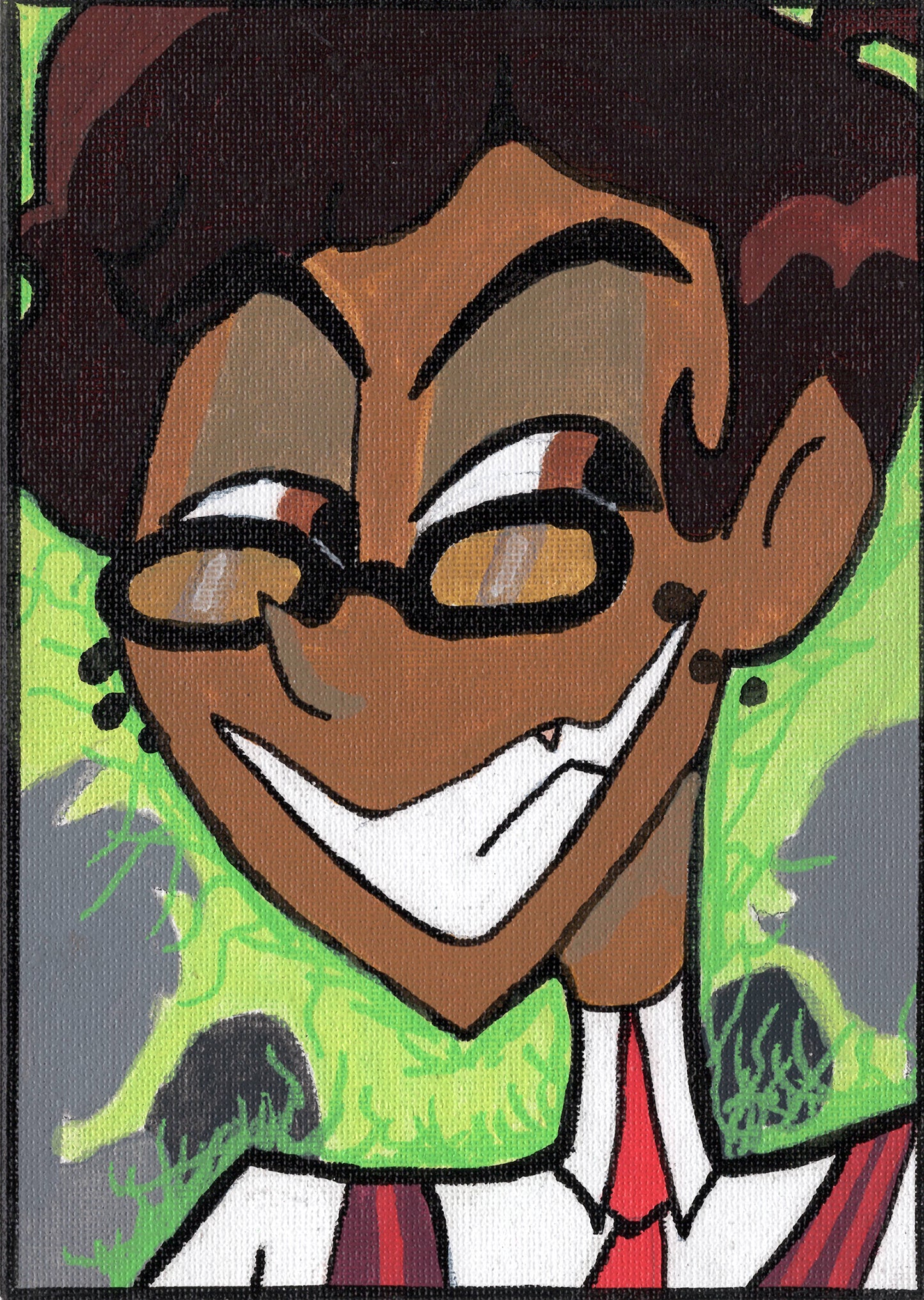 Human Alastor (Hazbin Hotel) – 5" x 7" Original Hand‑Painted Fan Art