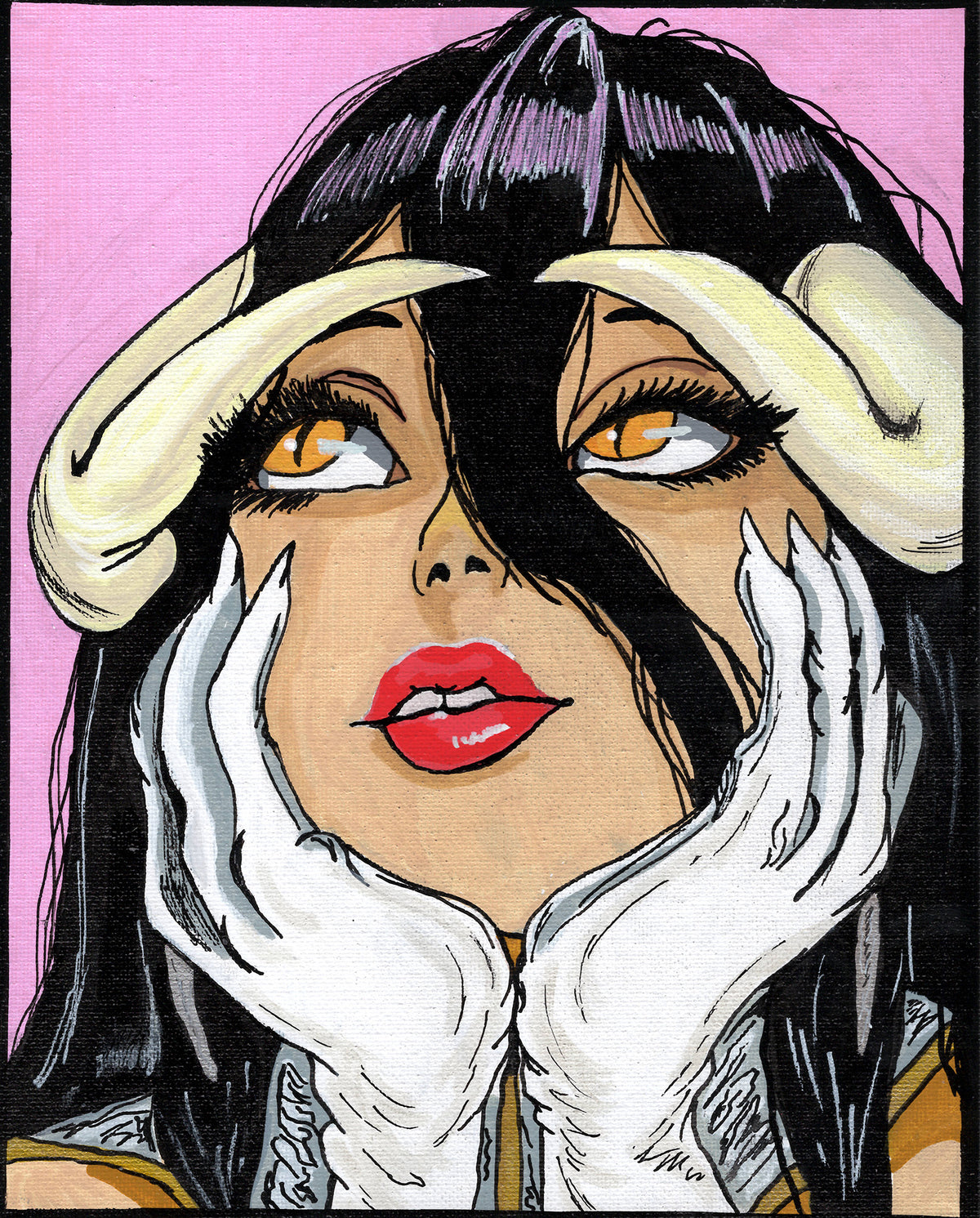 Albedo – Overlord – 8" x 10" Original Canvas Panel Fan Art – The Gaze That Lives for Him 💫