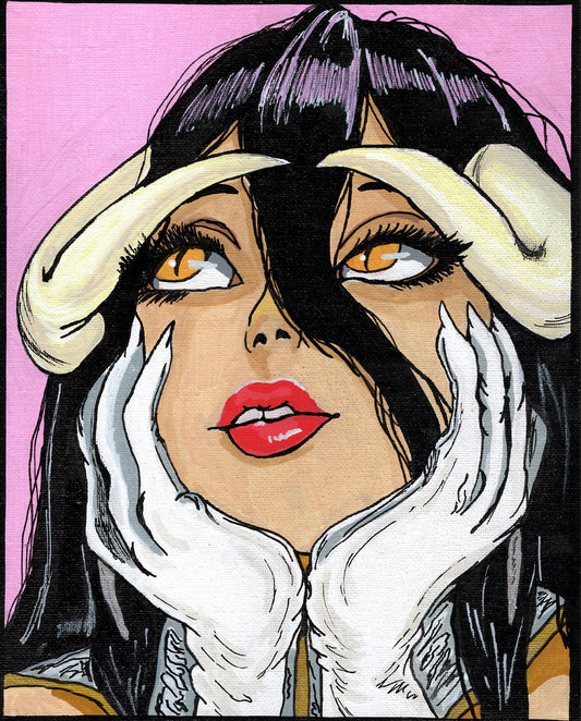 Albedo – Overlord – 8" x 10" Original Canvas Panel Fan Art – The Gaze That Lives for Him 💫