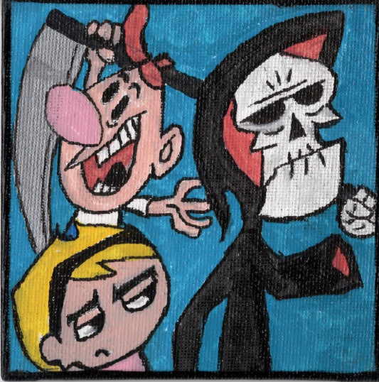 Grim Adventures of Billy & Mandy Fan Art 4" x 4" Canvas Panel by Keith Wahl Art