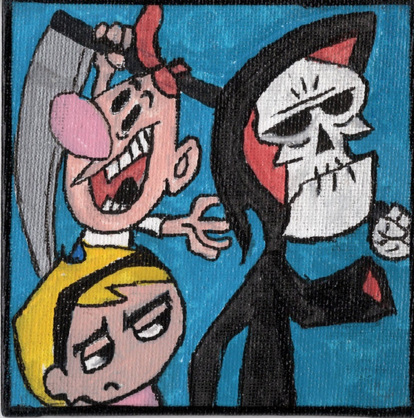 Grim Adventures of Billy & Mandy Fan Art 4" x 4" Canvas Panel by Keith Wahl Art