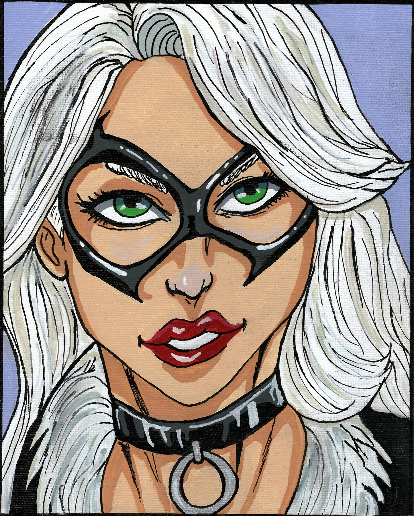 Black Cat 🐈‍⬛ (DC Comics) – 8" x 10" Original Hand‑Painted Fan Art