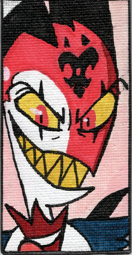 Blitzo – Helluva Boss – 2" x 4" Hand-Painted Miniature Canvas – The "O" is Silent and So is His Self-Awareness 😈🔫