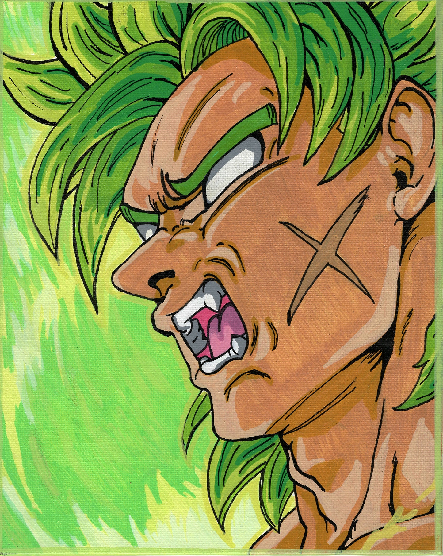 Broly (Dragon Ball Z) – 8" x 10" Original Hand‑Painted Fan Art