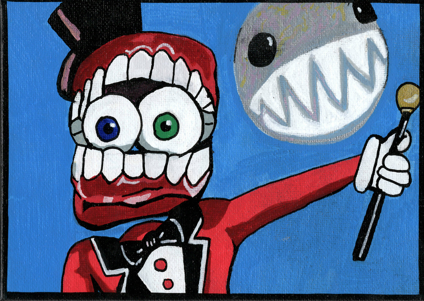 Caine and Bubble 🎪 (The Amazing Digital Circus) – 5" x 7" Original Hand‑Painted Fan Art