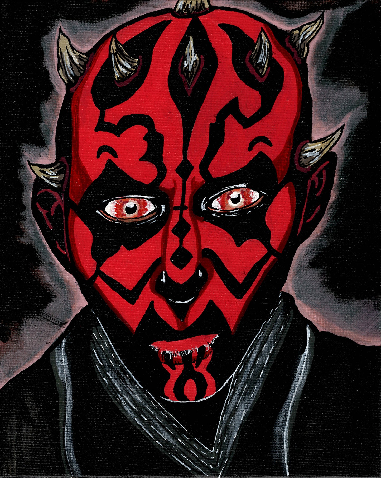 Darth Maul (Star Wars) – 8" x 10" Original Hand‑Painted Fan Art