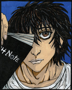 L (Death Note) – 8" x 10" Original Hand‑Painted Fan Art – Detective’s Gaze 📓