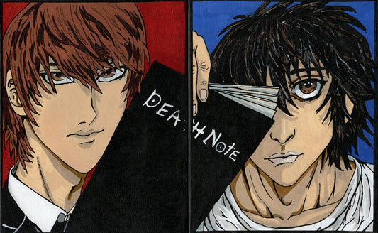 L (Death Note) – 8" x 10" Original Hand‑Painted Fan Art – Detective’s Gaze 📓