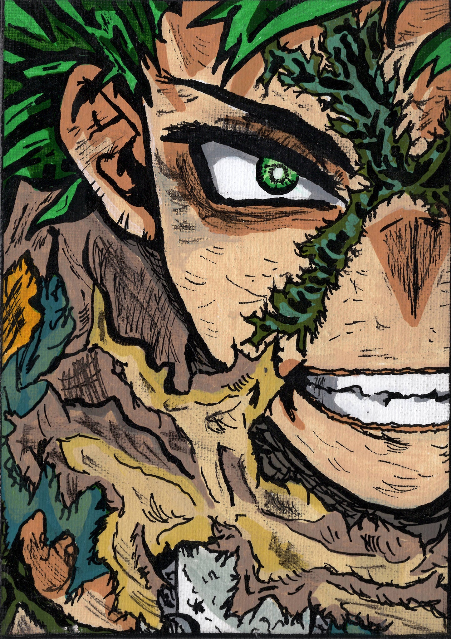 Deku (My Hero Academia) – 5" x 7" Original Hand‑Painted Fan Art