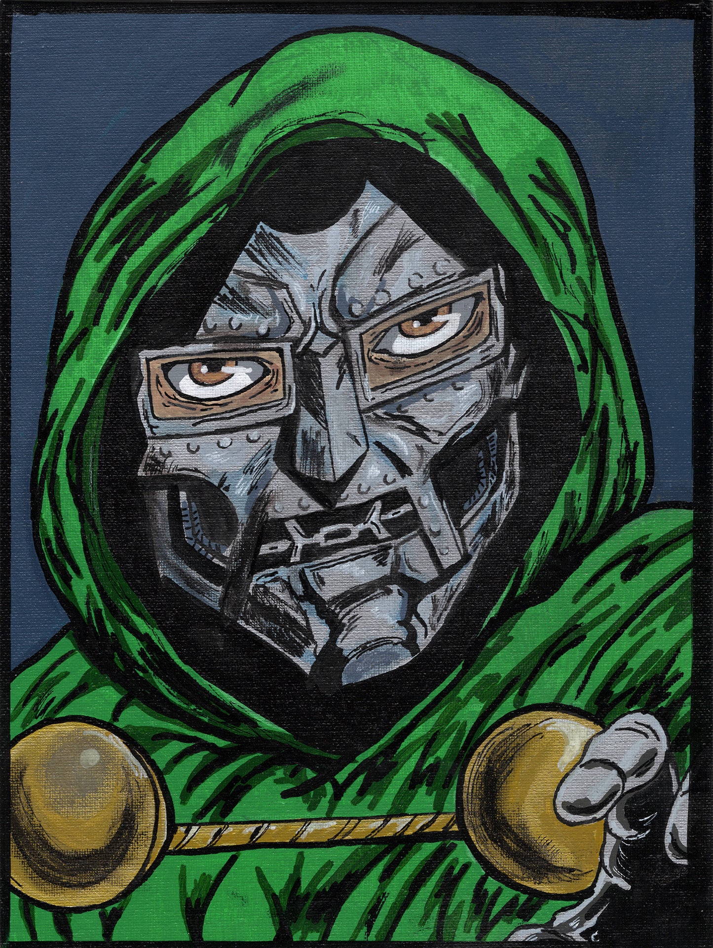 Dr. Doom – Marvel Comics – 9" x 12" Original Canvas Panel Fan Art – Iron Dominion