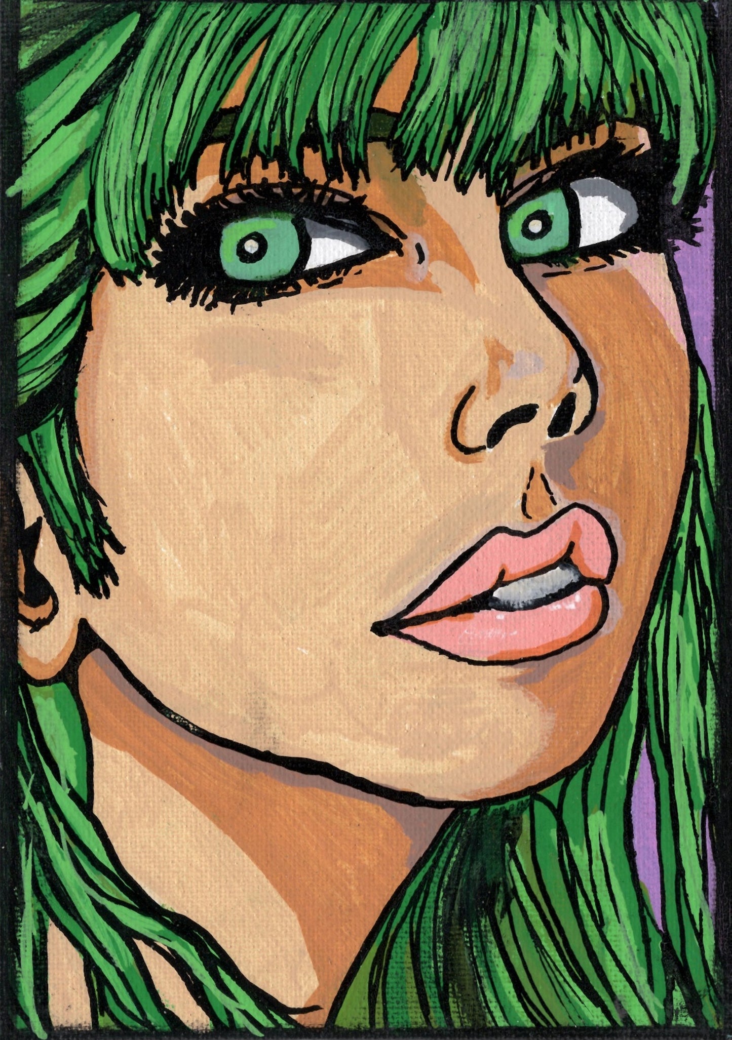 Morgana Darkstalkers Fan Art 5" x 7" Canvas Panel by Keith Wahl Art