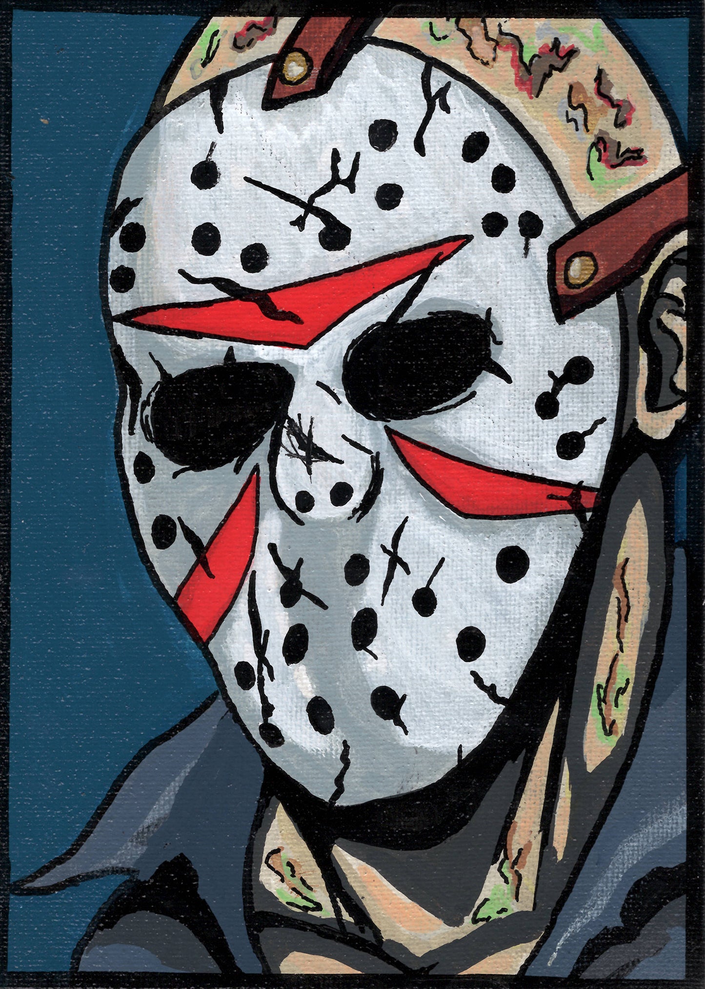 Jason Voorhees – Friday the 13th – 5" x 7" Original Canvas Panel Fan Art – The Hollow Stare 🔪