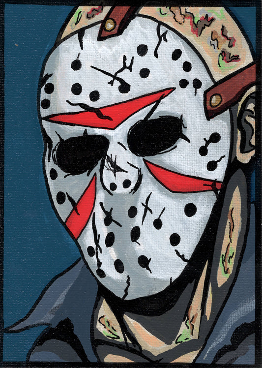 Jason Voorhees – Friday the 13th – 5" x 7" Original Canvas Panel Fan Art – The Hollow Stare 🔪