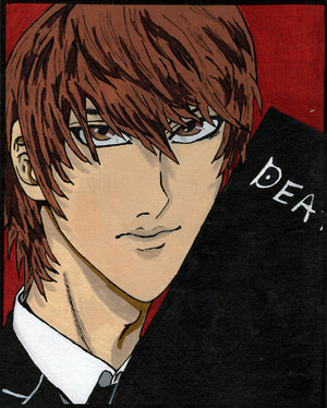 Light (Death Note) – 8" x 10" Original Hand‑Painted Fan Art – Kira’s Intent 📓