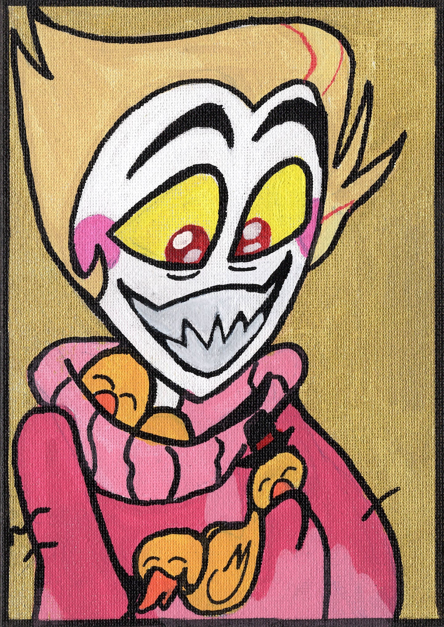 Lucifer Morningstar & Psyduck 🦆 – 5" x 7" Hand‑Painted Canvas Panel