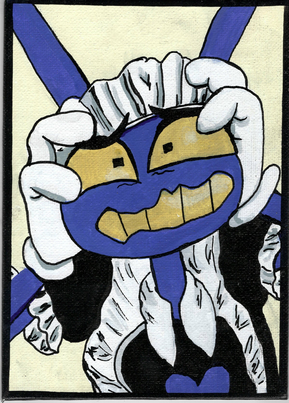 Jax – The Amazing Digital Circus – 5" x 7" Original Canvas Panel Fan Art – Maid‑Mode Meltdown 🎪
