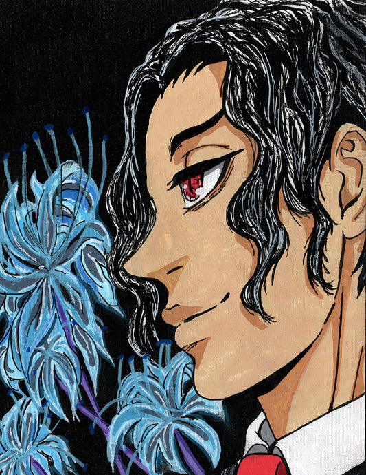 Muzan Kibutsuji Demon Slayer Fan Art 9" x 12" Canvas Panel Portrait by Keith Wahl Art
