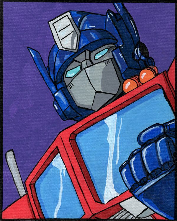 Optimus Prime – Transformers – 8" x 10" Original Canvas Panel Fan Art – Be Strong Enough to Be Gentle 🤖
