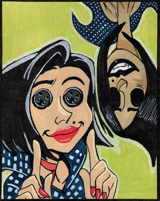 Other Mothers – Coraline – 8" x 10" Original Canvas Panel Fan Art – Mirror of Wickedness 🕸️
