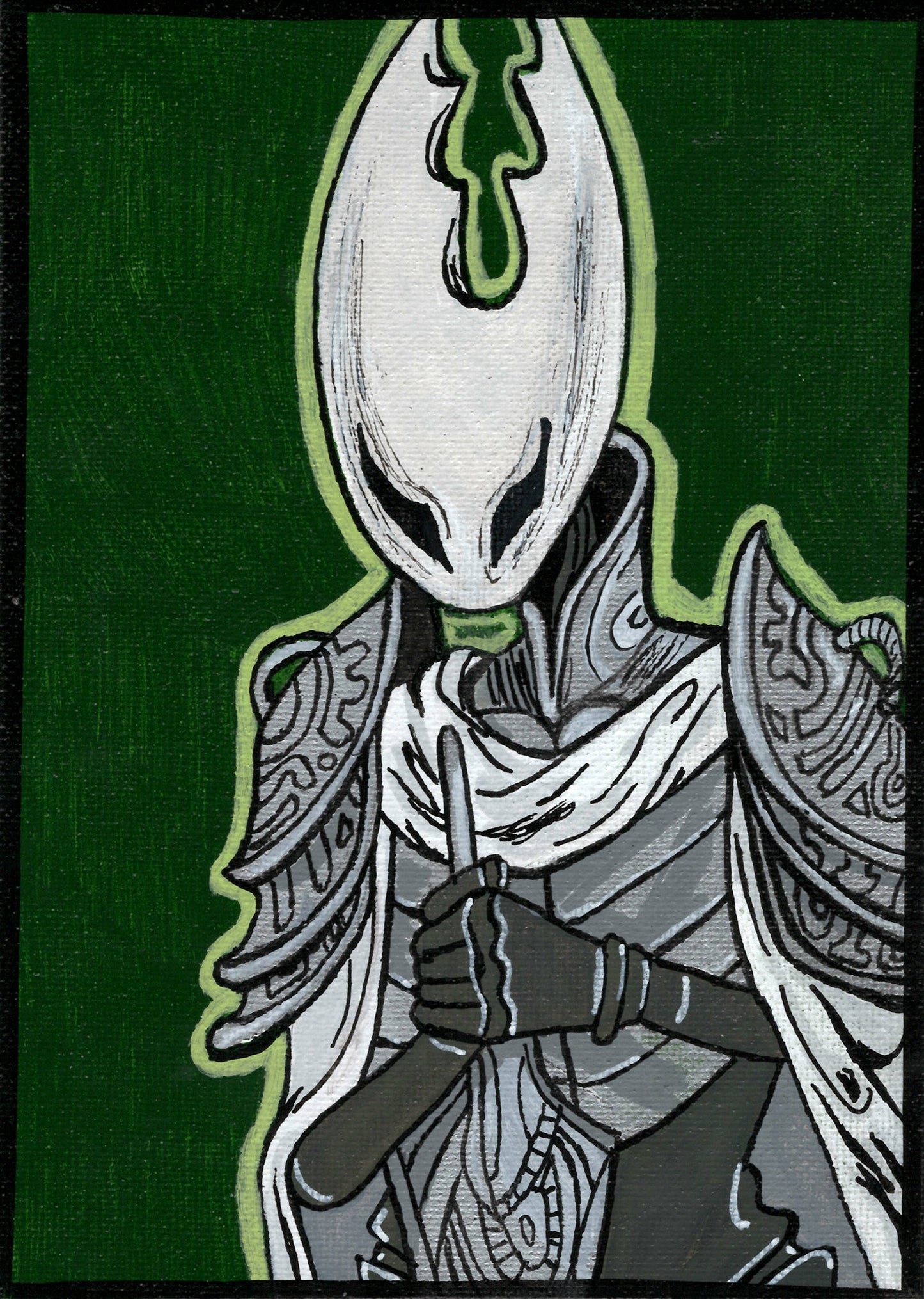 Pure Vessel – Hollow Knight – 5" x 7" Original Canvas Panel Fan Art – Stillness Before the Strike ⚔️