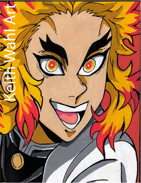 Kyojuro Rengoku, 9" x 12" print