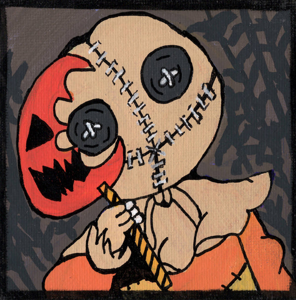 Sam Trick 'R Treat Fan Art 4" x 4" Canvas Panel Portrait by Keith Wahl Art