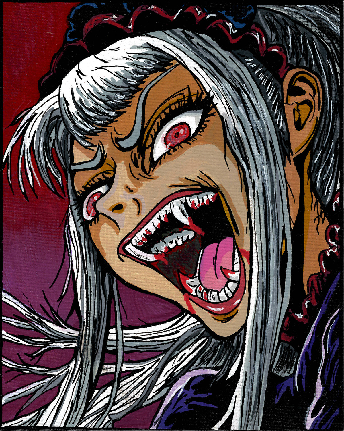 Shalltear Bloodfallen – Overlord – 8" x 10" Original Canvas Panel Fan Art – Wrath of the Vampire Lord 🩸