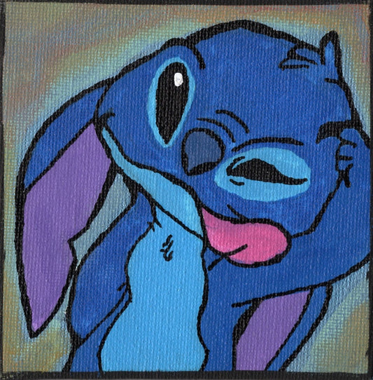 Stitch Fan Art 4" x 4" Canvas Panel by Keith Wahl Art