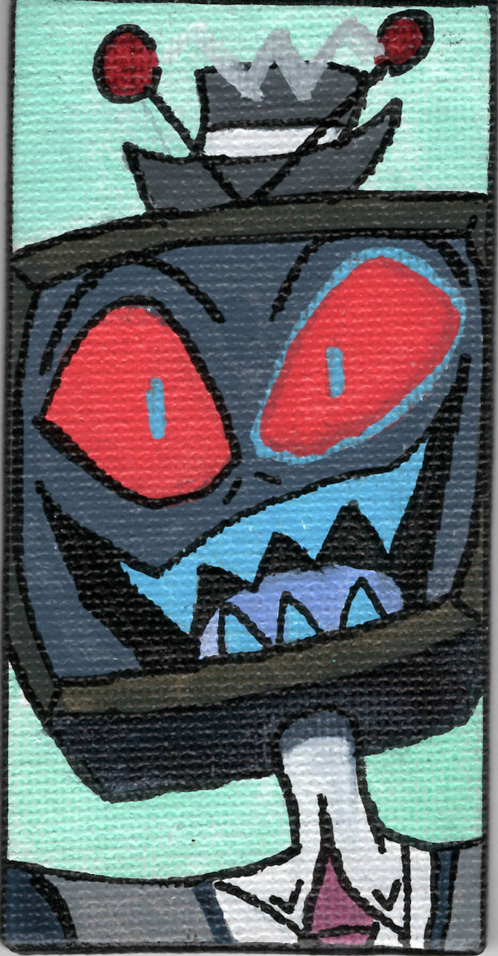 Vox – Hazbin Hotel – 2" x 4" Hand-Painted Miniature Canvas – Hell's Most Insufferable TV Head 📺🖤