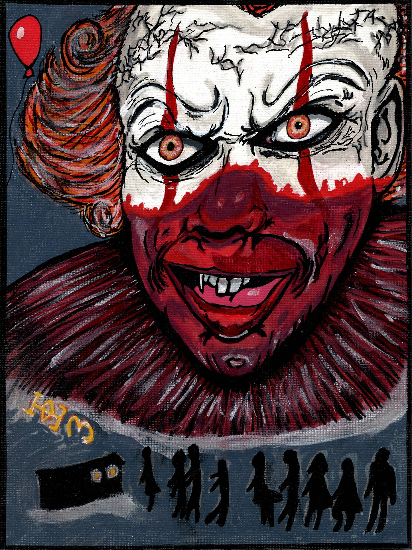 Pennywise (Welcome to Derry) – 9" x 12" Original Hand‑Painted Fan Art