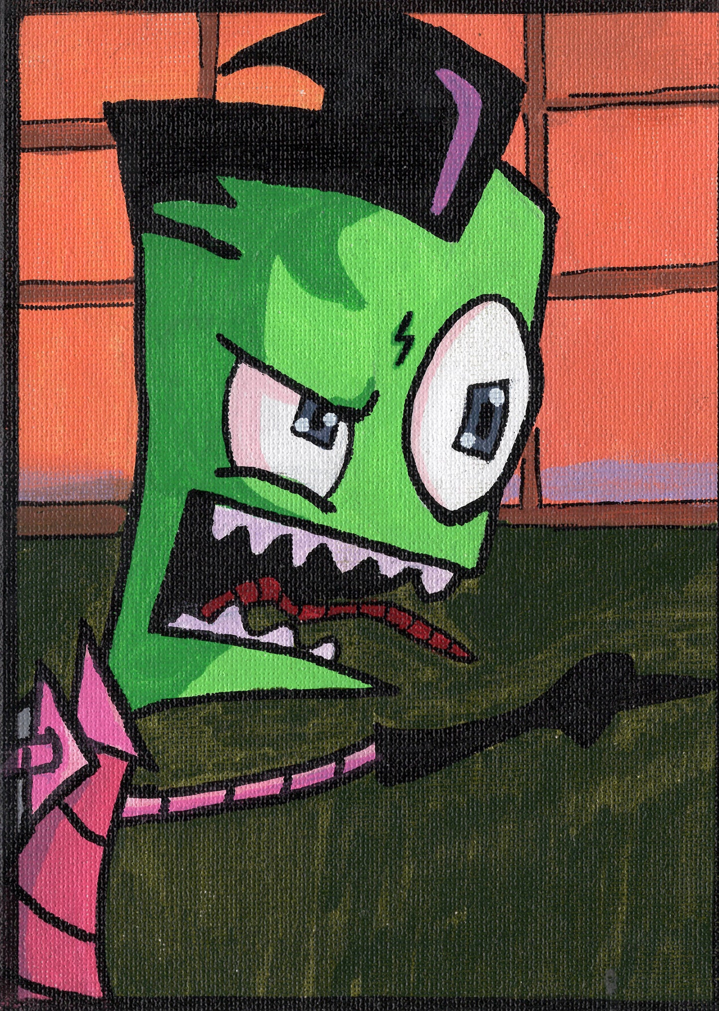 Zim Fan Art 5" x 7" Canvas Panel Portrait by Keith Wahl Art